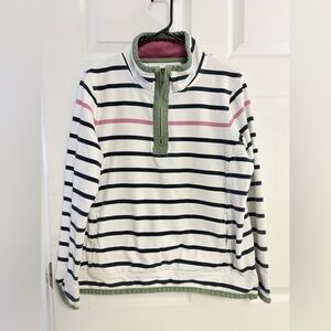 Fat Face Hooded Quarter-Zip Pullover in Navy, Pink & Olive size 10